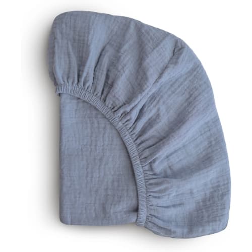 Mushie Extra Soft Cotton Muslin Bassinet Sheet - Tradewinds