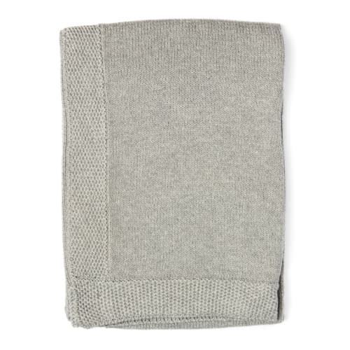 Baby Mode Signature Cable Knit Blanket with Borders - Grey