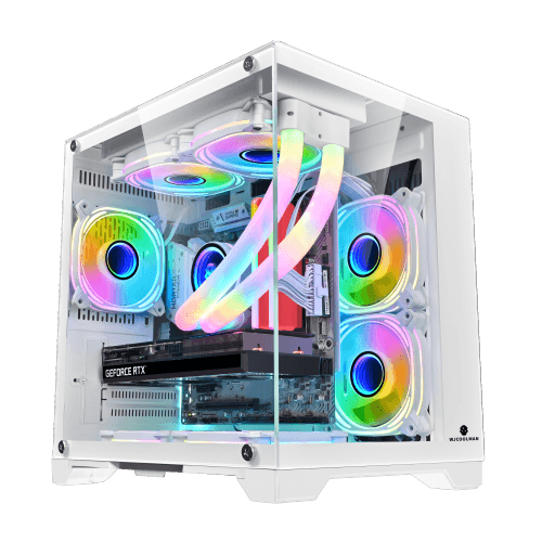 WJ Micro-ATX / Mini-ITX Computer Case Tempered Glass With 5 ARGB Fans