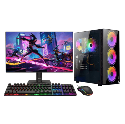 Gaming PC Desktop - MSI 24" Inch Gaming Monitor - Intel Core i7 Processor - 16GB RAM - 1TB SSD - GeForce RTX 3050 GDDR6 - WiFi - Windows 11 Pro