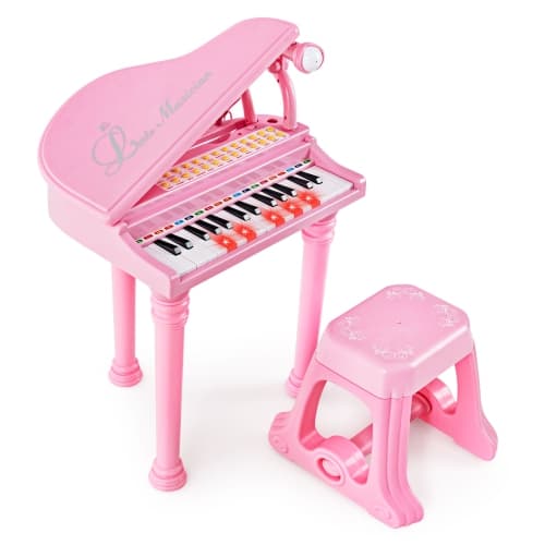 Costway 31 Keys Kids Piano Keyboard Toy Toddler Musical Instrument with Stool & Microphone