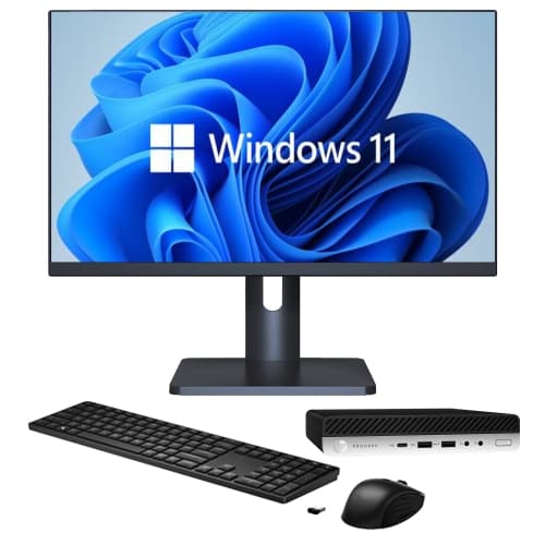 Refurbished (Good) - HP ProDesk 600 G4 Tiny Desktop Computer PC, Windows 11 Pro, Intel Core i5-8500T 8th Gen Processor, 8GB DDR4 RAM, 1TB SSD - New 27 inch Monitor