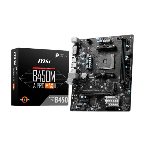 MSI B450M-A PRO MAX II Motherboard (Supports 1st, 2nd and 3rd Gen AMD Ryzen CPU, AM4, DDR4, PCIe 3.0, M.2, mATX)