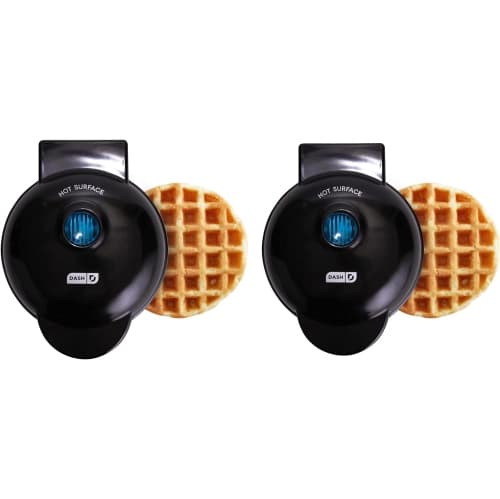 DASH ‎4 Inch 1400W Mini Waffle Maker, Pack of 2 - Black