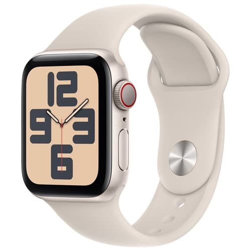 Refurbished (Fair) - Apple Watch SE (GPS + Cellular) 40mm Starlight Aluminum Case with Starlight Sport Band - Small / Medium