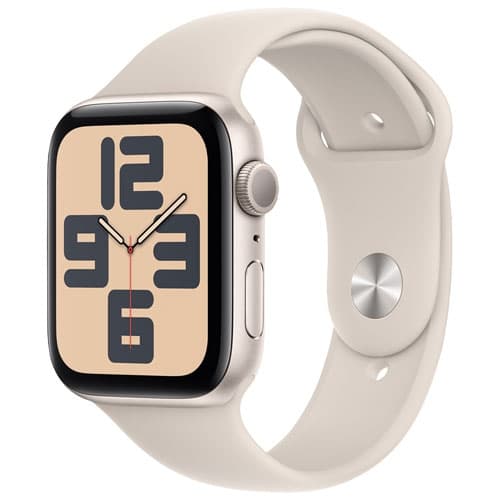 Refurbished (Fair) - Apple Watch SE (GPS) 44mm Starlight Aluminum Case with Starlight Sport Band - Medium / Large