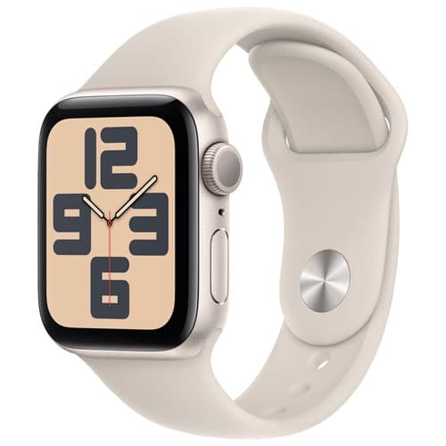 Refurbished (Good) - Apple Watch SE (GPS) 40mm Starlight Aluminum Case with Starlight Sport Band - Medium / Large