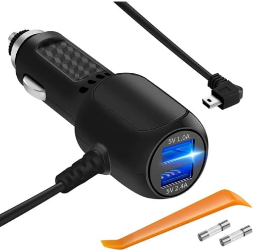 Dash Cam Charger, Car Dash Cam USB Power Cable Cord Vehicle Charging Adapter for Garmin GPS Nuvi、Mirror Cam、Dash