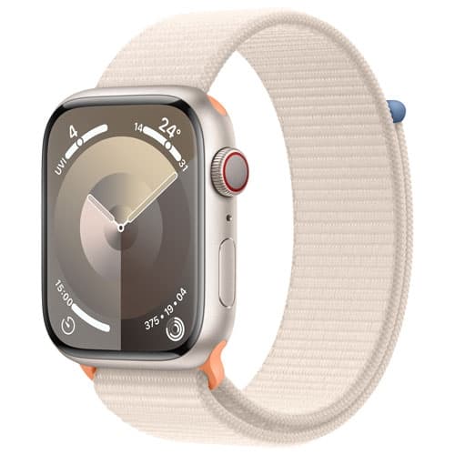 Open Box - Apple Watch Series 9 (GPS + Cellular) 45mm Starlight Aluminium Case with Starlight Sport Loop -Small