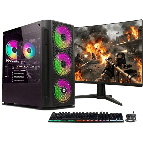 Gaming PC Bundle | Intel Core i7 | GeForce RTX 5060 GDDR7 | 32GB DDR4 RAM | 1TB SSD | 24" Curved Gaming Monitor | Windows 11 Pro