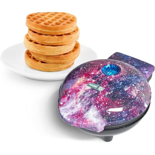 DASH Mini Waffle Maker Machine for Individuals, Paninis, Hash Browns, & Other On the Go Breakfast, Lunch, or Snacks, with Easy to Clean, Non-Stick Sides, Purple Galaxy 4 Inch