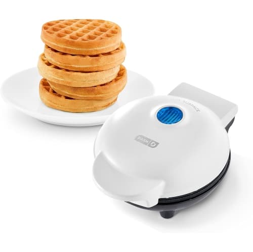 Dash Mini Maker: The Mini Waffle Maker Machine for Individual Waffles, Paninis, Hash Browns, & Other on The go Breakfast, Lunch, or Snacks - White, 4 Inch