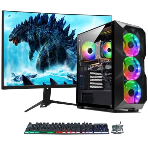 Gaming PC Desktop Tower | New 27-inch Curved Gaming Monitor | Intel Core i7 Processor up to 4.60GHz 32GB RAM 2TB SSD GeForce RTX 3050 8GB HDMI Windows 11 Pro WIFI
