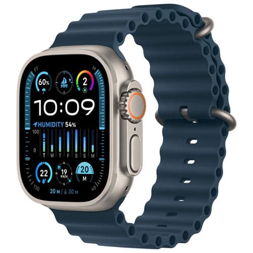 Refurbished (Excellent) - Apple Watch Ultra 2 (GPS + Cellular) 49mm Titanium Case with Blue Ocean Band