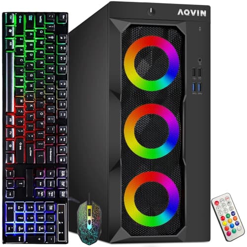 Refurbished (Excellent) - LuminaRings Gaming Desktop Computer PC Tower (Intel Core i7 processor/ 16GB DDR4 RAM/ 256GB SSD/ AMD RX 550 4GB Graphics / Windows 11 Pro) WIFI