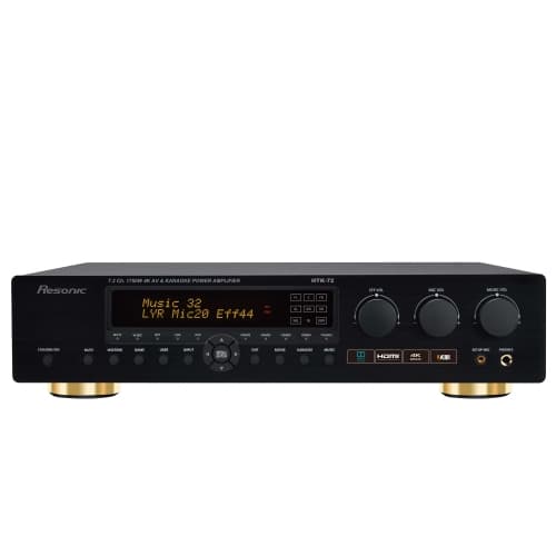 Resonic HTK-72 7.1 CH 1,750W 4K AV & KARAOKE AMPLIFIER, OPTICAL/COAXIAL, HDMI , ARC, Dolby Atmos, 5.1.2, DtsX, 8 Channels Karaoke, FEEDBACK ELIMINATOR,