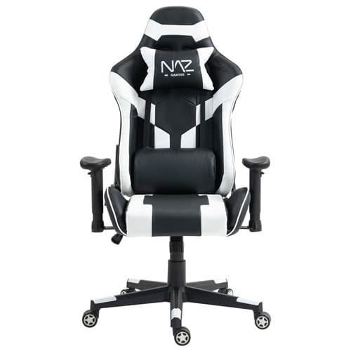 Naz Gladius Ergonomic High-Back Faux Leather Gaming Chair - Black/White
