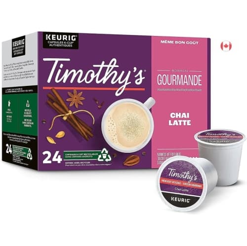 Timothy's Chai Latte K-Cup Coffee Pods - 24 Count | For Keurig Coffee Makers