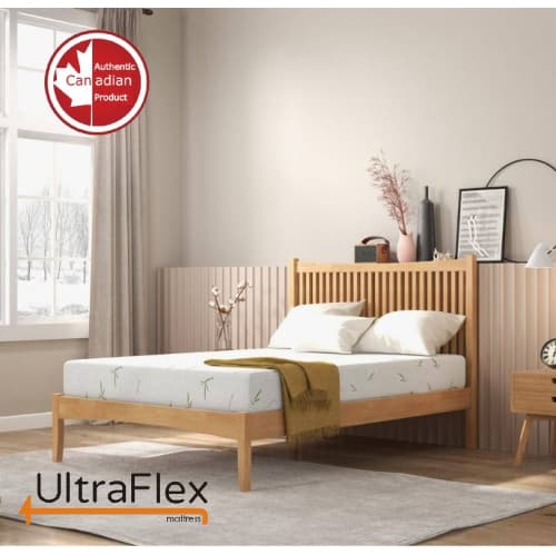 UltraFlex EasySleep Mattress- Canadian-Made Medium Firm Gel Infused Reversible Comfort, Pressure Relief, Bamboo Cover, CertiPUR-US® Certified Foam, Made in Canada- Queen Size