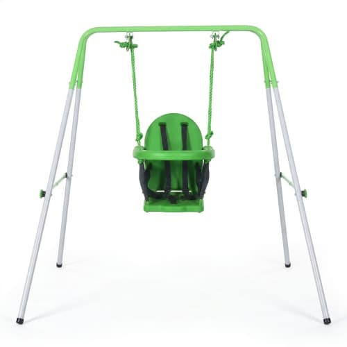 Outsunny Metal Swing Set with Safety Harness, Kids Swing Set for Backyard, Outdoor, Playground, Green