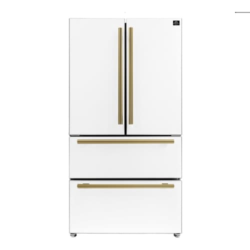 Forno Espresso Moena 36-inch French Door Refrigerator in White, 19.2 cu.ft with Ice Maker