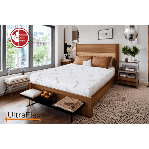 UltraFlex EcoZen- Medium Firm Reversible, CertiPUR-US® Certified Foam, Organic Bamboo Cover, Pressure Releiving, Cooling Gel Infused, Eco-Friendly Mattress ( Made In Canada )