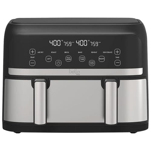 Bella Pro Mini Trizone Flex Air Fryer w/ EverGood Ceramic - 3.8L (4Qt) - Stainless Steel - Only at Best Buy