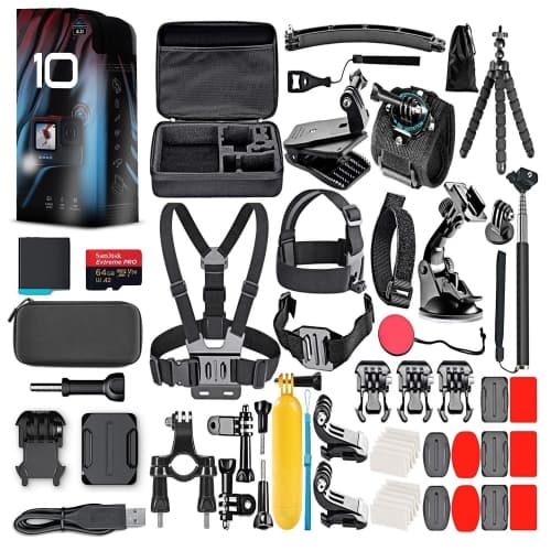 GoPro HERO10 Action Camera with 64GB Card and 50 Piece DiGiNerds Accessory Kit