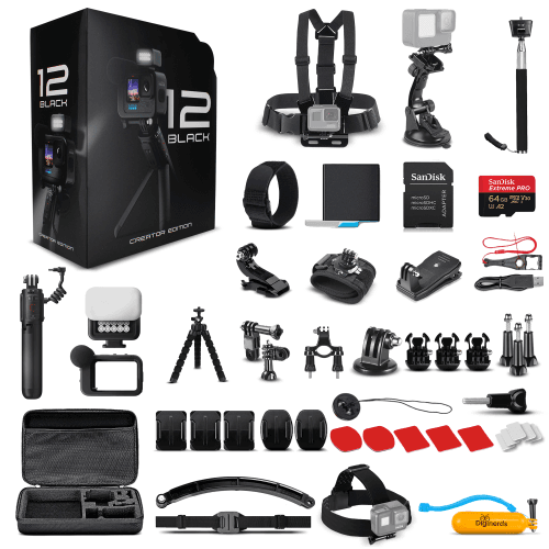 GoPro HERO12 Creator Edition Action Camera with 64GB Card and 50 Piece DiGiNerds Accessory Kit
