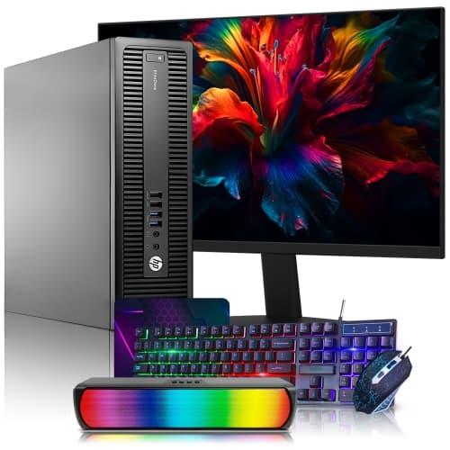 Refurbished (Good) - HP EliteDesk SFF Desktop Computer PC Combo | 24-inch Monitor | Intel Core i7 Processor | 32GB RAM | 1TB SSD | Windows 10 Pro | WiFi + Bluetooth