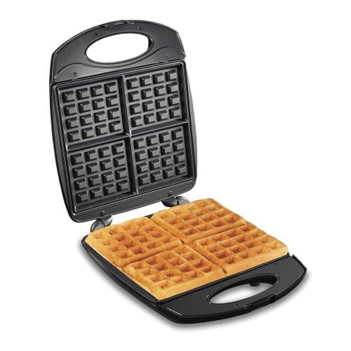 Hamilton Beach 4-Slice Non-Stick Belgian Waffle Maker with Indicator Lights, Compact Design, Black (26020)