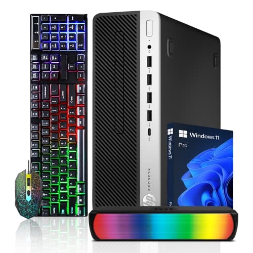 Refurbished (Excellent) - Desktop PC HP ProDesk 600 G4 SFF (Intel i7 Hexa-Core Processor/ 512GB NVMe SSD/ 32GB DDR4 RAM/ Windows 11 Pro/ RGB Sound Bar/ HDMI)