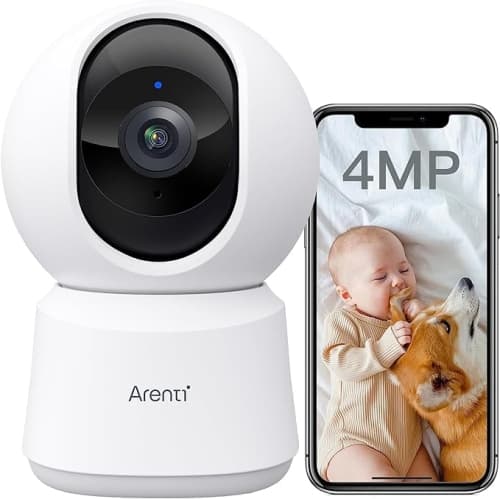 ARENTI 360° View 4MP Indoor Security Camera, 5G&2.4G WiFi Baby Monitor,Pet Camera with Phone App,Motion Tracking,Sound Detection, Night Vision,Two-Way Audio, Works with Alexa (P2Q)