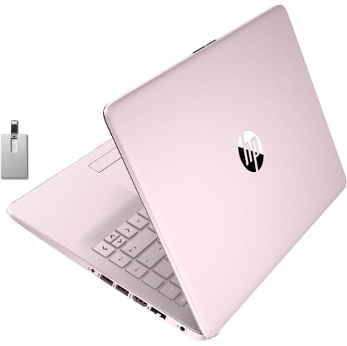 HP Premium Stream 14" HD BrightView Laptop, Intel Celeron N4120, 64GB eMMC, 8GB RAM, Intel UHD Graphics, 1 Year Office 365, 720p Camera, HDMI, Win 11s, Pink, 32GB Hotface USB Card