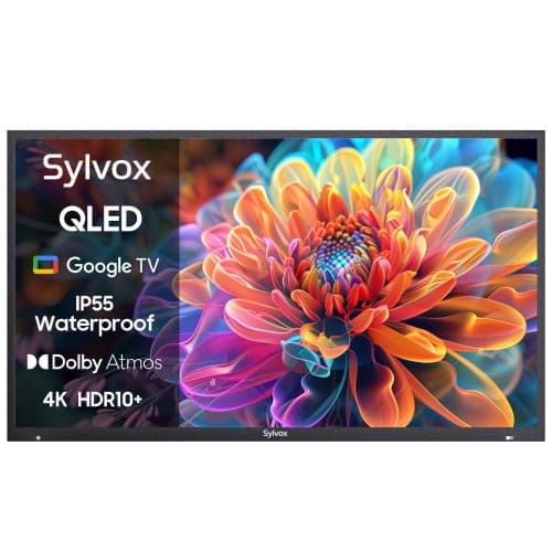 SYLVOX 65" 4K UHD HDR10 Outdoor QLED TV Dolby Atmos 1000 Nits IP55 Chromecast Voice Remote Google TV Smart TV (Deck Pro QLED) - 2024