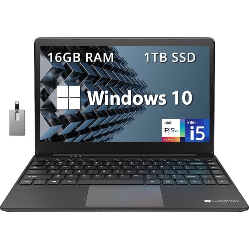 Gateway Ultra Slim Notebook, 14.1" FHD IPS Display, Intel Core i5-1135G7 Processor, Intel Iris Xe Graphics, 16GB RAM, 1TB PCIe SSD, Fingerprint Scanner, Win 10, 32GB USB Card