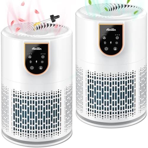 2 Pack Air Purifiers for Home Bedroom,Aircillin H13 True HEPA Filter Air Cleaner Remove 99.97% 0.3 Micron Particles/Smoke/Pet Dander/Pollen/Odor/for Office, Dorm, Apartment, Kitche