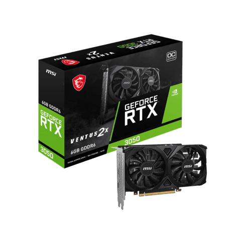 MSI GeForce RTX 3050 VENTUS 2X 6G OC GDDR6 1492 MHz Boost PCI-E 4.0 96-bit HDMI 2.1 x 2 Display Port 1.4 x 1