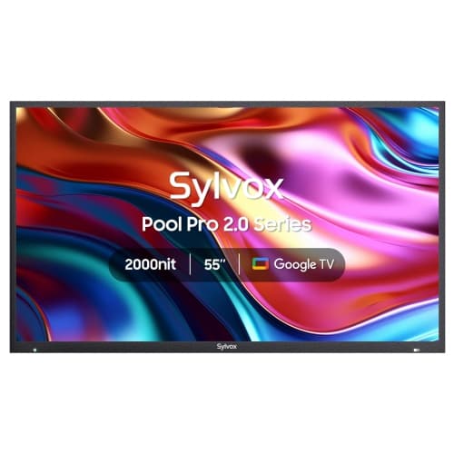SYLVOX 55" Pool Pro 2.0 4K UHD HDR Dolby Vision LED Full Sun Outdoor TV 2000 Nits IP55 Dolby Atmos Chromecast Google TV Smart TV - 2024