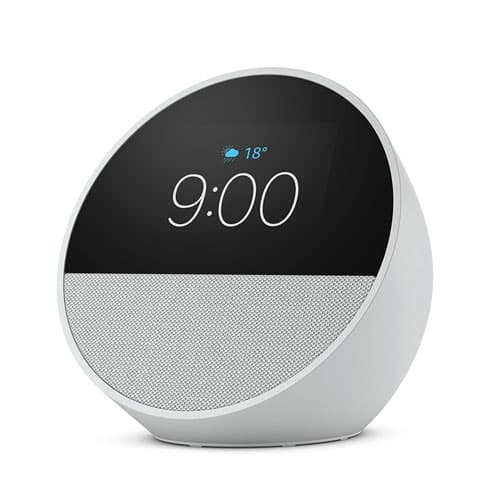 Amazon Echo Spot Smart Alarm Clock with Alexa - Glacier - Designed for Alexa+
