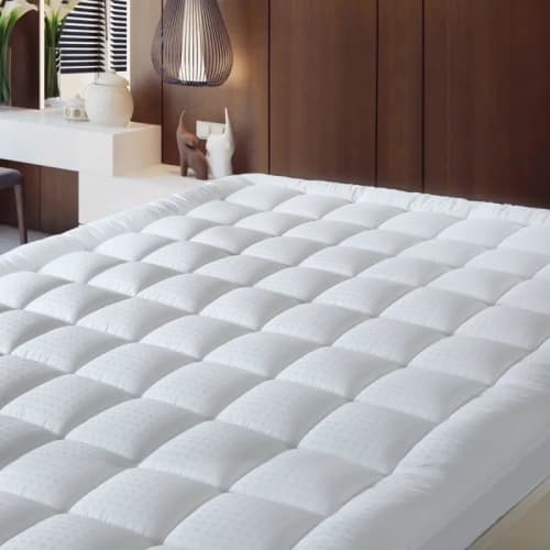 Queen Cooling Mattress Pad Topper - Cotton Quilted Pillow Top Protector - Deep Pocket Fits 8-21 Inch Mattresses (60x80, White)