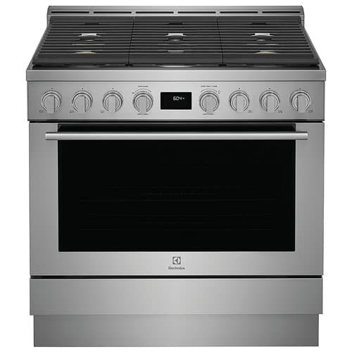 Electrolux 36" 4.4 Cu. Ft. True Convection 6-Burner Slide-In Gas Range (ECFG3668AS) - Stainless Steel