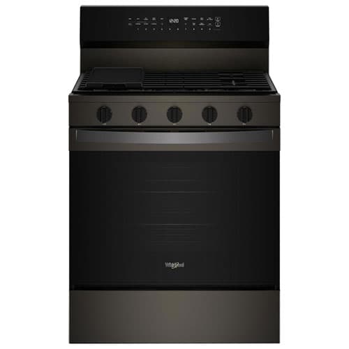 Whirlpool 30" 5.0 Cu. Ft. True Convection 5-Burner Freestanding Gas Range (WFGS7530RV) - Black-on-Stainless