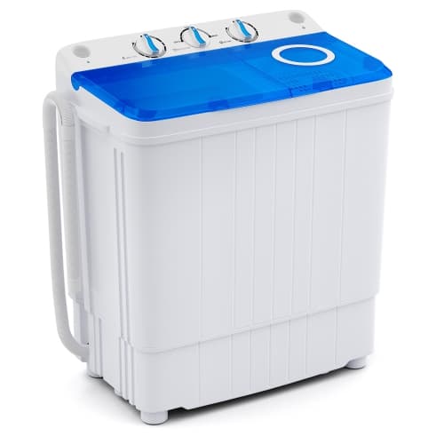 Costway Twin Tub Portable Washer with Drain Pump - White + Blue