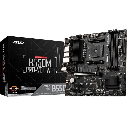 MSI B550M PRO-VDH WiFi ProSeries Motherboard (AMD AM4, DDR4, PCIe 4.0, SATA 6Gb/s, M.2, USB 3.2 Gen 1, AX Wi-Fi 6
