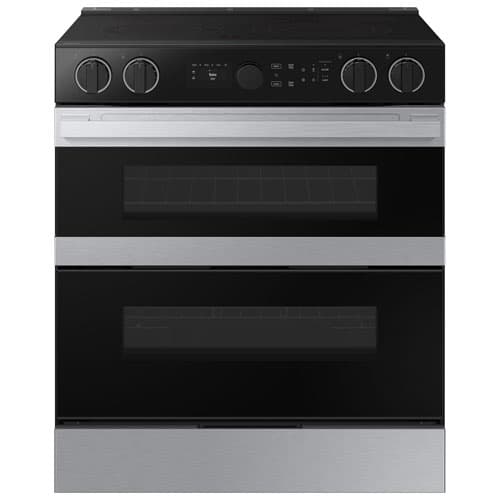 Samsung 30" 6.3 Cu. Ft. Double Oven 5-Element Slide-In Electric Air Fry Range (NSE6DG8550SRAC) - Stainless Steel