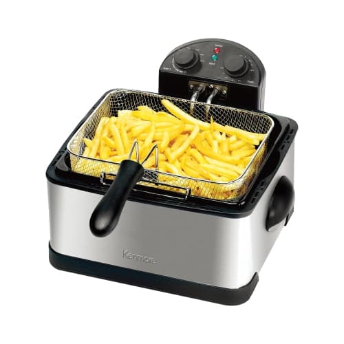 Deep Fryer & 3 Frying Baskets 1700W 4L/17 Cup, Lid With View Window, Grease & Odor Filters