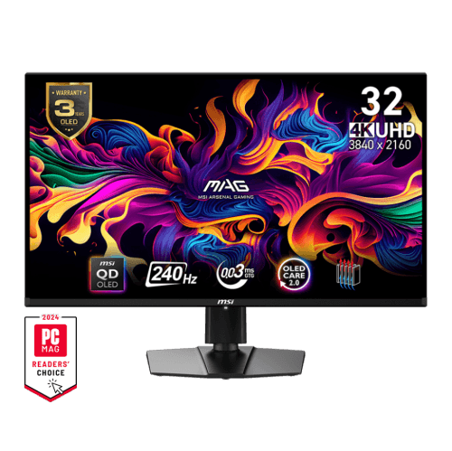 MSI 32" 3840 x 2160 4K (UHD) 165Hz 0.03ms (GTG) QD-OLED Gaming Monitor Tilt Swivel Height adjustable USB Type-C x1 (DP Alternative) (MAG 321UP QD-OLED)