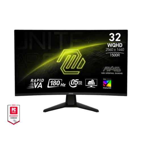 MSI 32" 2560 x 1440 (QHD) 180Hz 0.5ms (GTG) 1500R Curved 1500R Rapid VA Gaming Monitor Tilt adjustable (MAG 32CQ6F)