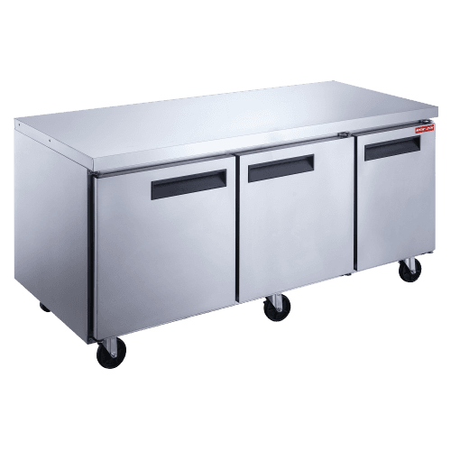 NEW AIR RÉFRIGÉRATION NUF-072-SS Commercial 72″ Stainless Steel 19 cu ft Triple Door Undercounter Freezer - Ideal For Commercial Kitchens, Restaurants and Cafeterias